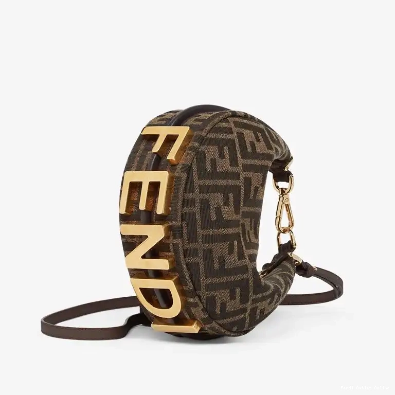 Cheap In Brown Fendi Mini Motif FF Fabric Fendigraphy Bag Hobo 0529